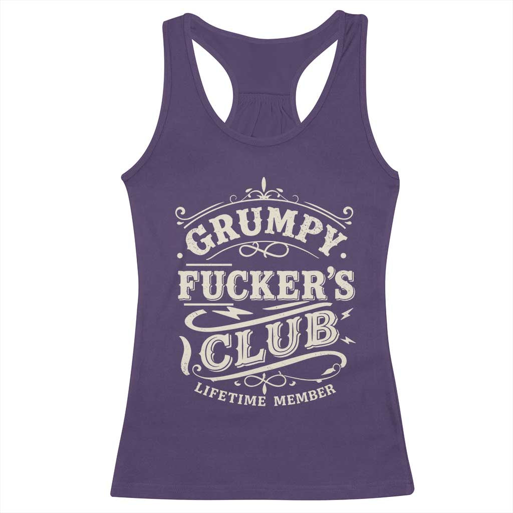Grumpy Fucker's Club Lifetime Member Racerback Tank Top Funny Sarcastic TS11 Purple Print Your Wear