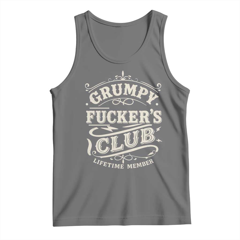 Grumpy Fucker's Club Lifetime Member Tank Top Funny Sarcastic TS11 Black Heather Print Your Wear