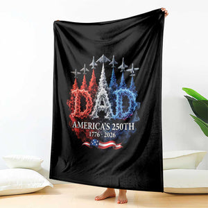 Dad USA 250th Anniversary Throw Blanket Jet Fighter American Flag Father's Day 4th of July TS11 Print Your Wear