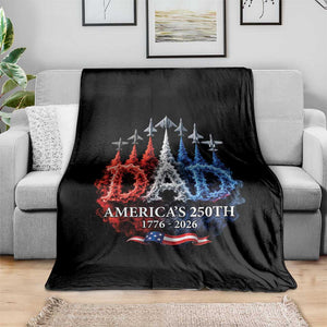 Dad USA 250th Anniversary Throw Blanket Jet Fighter American Flag Father's Day 4th of July TS11 Print Your Wear