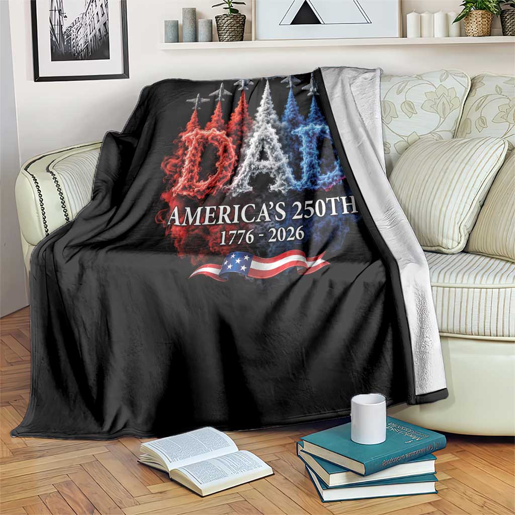 Dad USA 250th Anniversary Throw Blanket Jet Fighter American Flag Father's Day 4th of July TS11 Print Your Wear