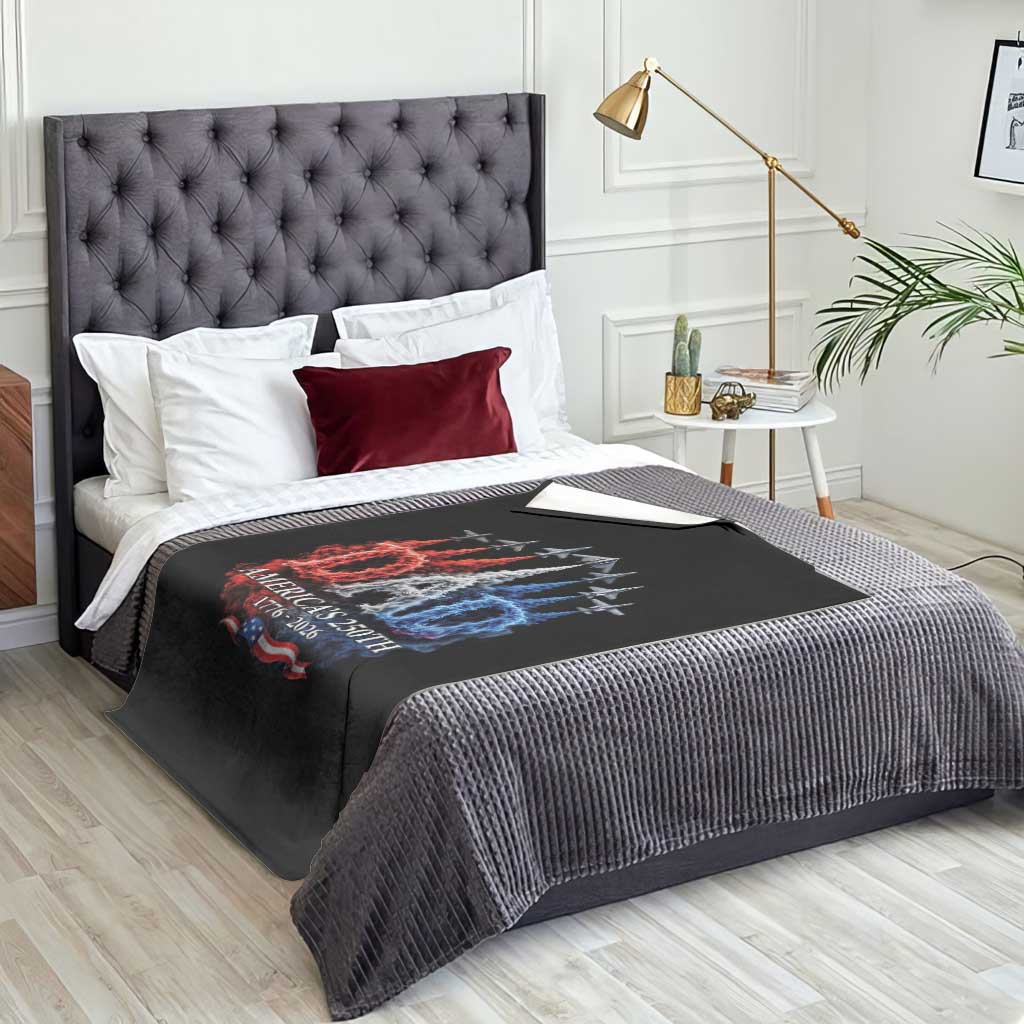 Dad USA 250th Anniversary Throw Blanket Jet Fighter American Flag Father's Day 4th of July TS11 Print Your Wear