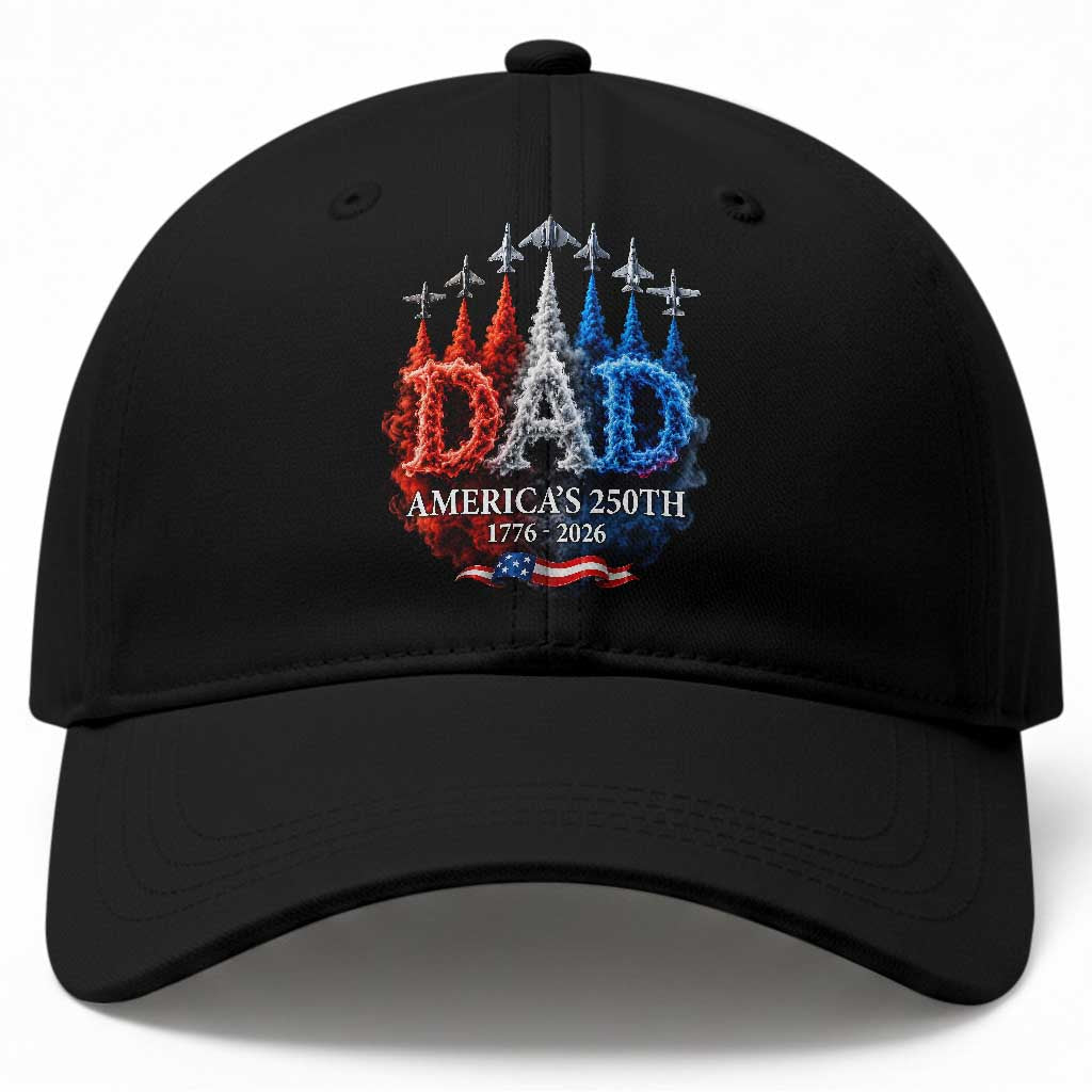 Dad USA 250th Anniversary Baseball Cap Jet Fighter American Flag Father's Day 4th of July TS11 Print Your Wear