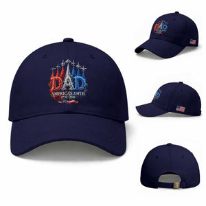Dad USA 250th Anniversary Baseball Cap Jet Fighter American Flag Father's Day 4th of July TS11 Baseball Cap Universal Fit Dark Blue Print Your Wear