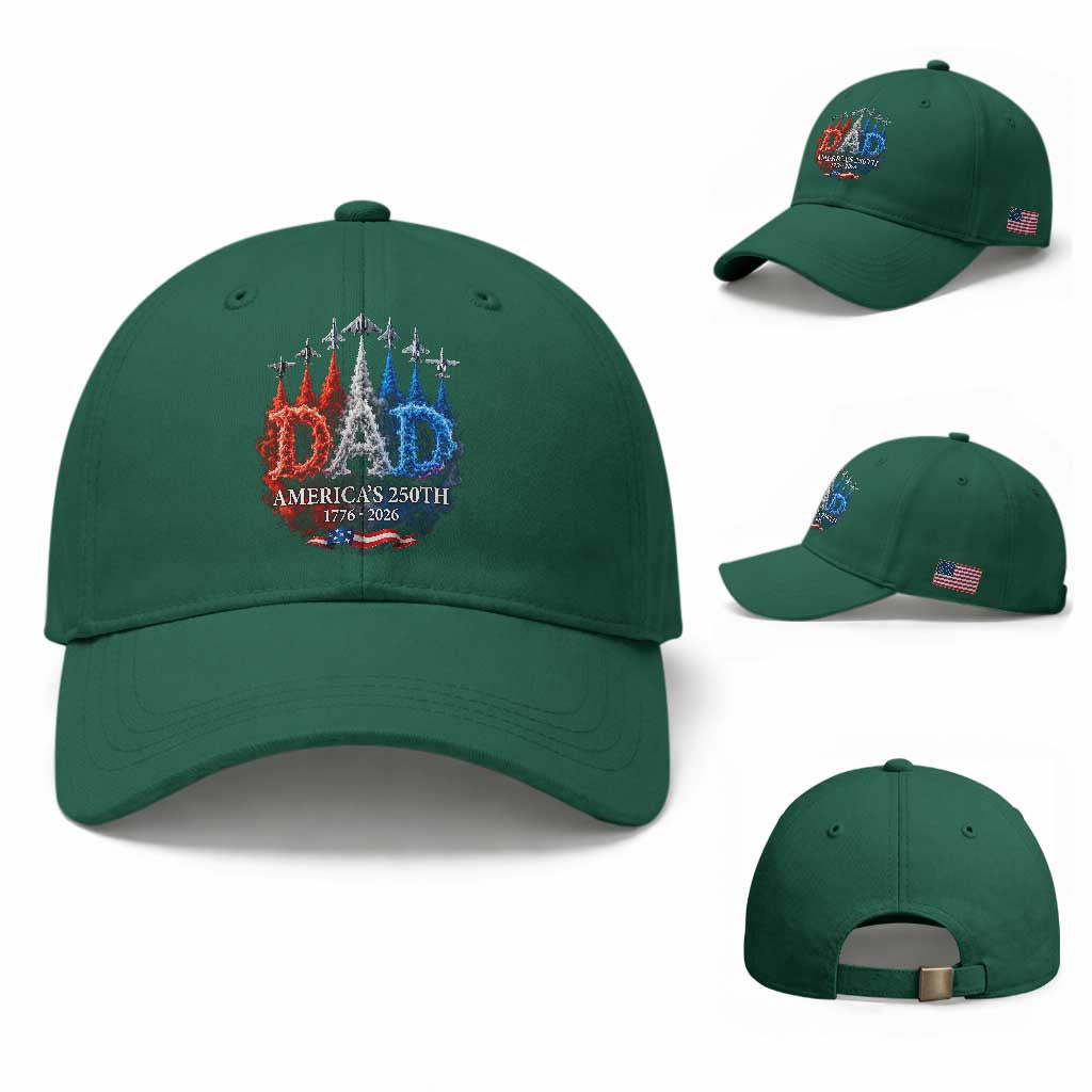 Dad USA 250th Anniversary Baseball Cap Jet Fighter American Flag Father's Day 4th of July TS11 Baseball Cap Universal Fit Irish Green Print Your Wear