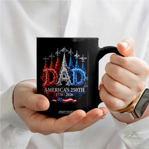 Dad USA 250th Anniversary Coffee Mug Jet Fighter American Flag Father's Day 4th of July TS11 Print Your Wear