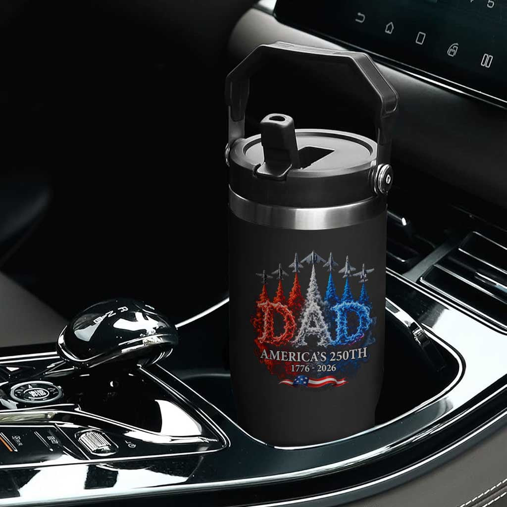Dad USA 250th Anniversary Flip Straw Tumbler Jet Fighter American Flag Father's Day 4th of July TS11 Print Your Wear