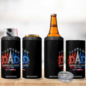 Dad USA 250th Anniversary 4 in 1 Can Cooler Tumbler Jet Fighter American Flag Father's Day 4th of July TS11 Print Your Wear