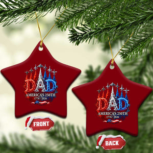 Dad USA 250th Anniversary Ceramic Ornament Jet Fighter American Flag Father's Day 4th of July TS11 Print Your Wear