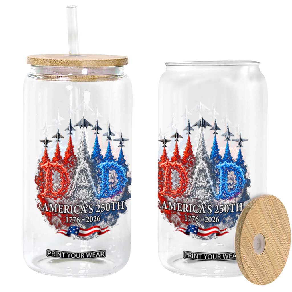 Dad USA 250th Anniversary Glass Can Jet Fighter American Flag Father's Day 4th of July TS11 Print Your Wear