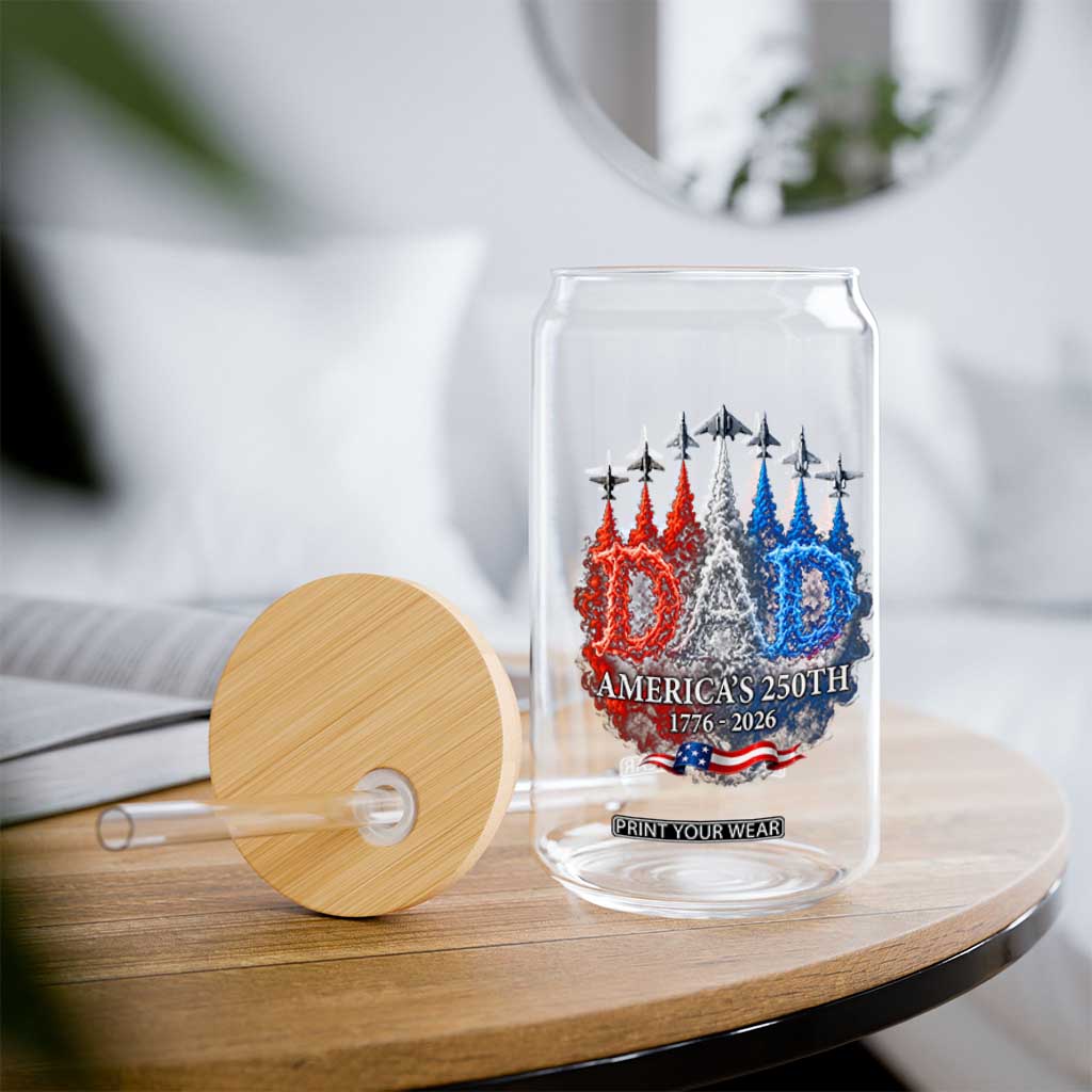 Dad USA 250th Anniversary Glass Can Jet Fighter American Flag Father's Day 4th of July TS11 Print Your Wear
