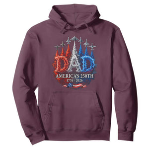 Dad USA 250th Anniversary Hoodie Jet Fighter American Flag Father's Day 4th of July TS11 Maroon Print Your Wear