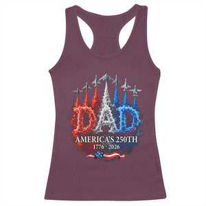 Dad USA 250th Anniversary Racerback Tank Top Jet Fighter American Flag Father's Day 4th of July TS11 Maroon Print Your Wear