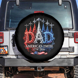 Dad USA 250th Anniversary Spare Tire Cover Jet Fighter American Flag Father's Day 4th of July TS11 No hole Black Print Your Wear