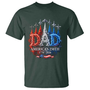Dad USA 250th Anniversary T Shirt Jet Fighter American Flag Father's Day 4th of July TS11 Dark Forest Green Print Your Wear
