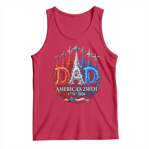 Dad USA 250th Anniversary Tank Top Jet Fighter American Flag Father's Day 4th of July TS11 Red Print Your Wear