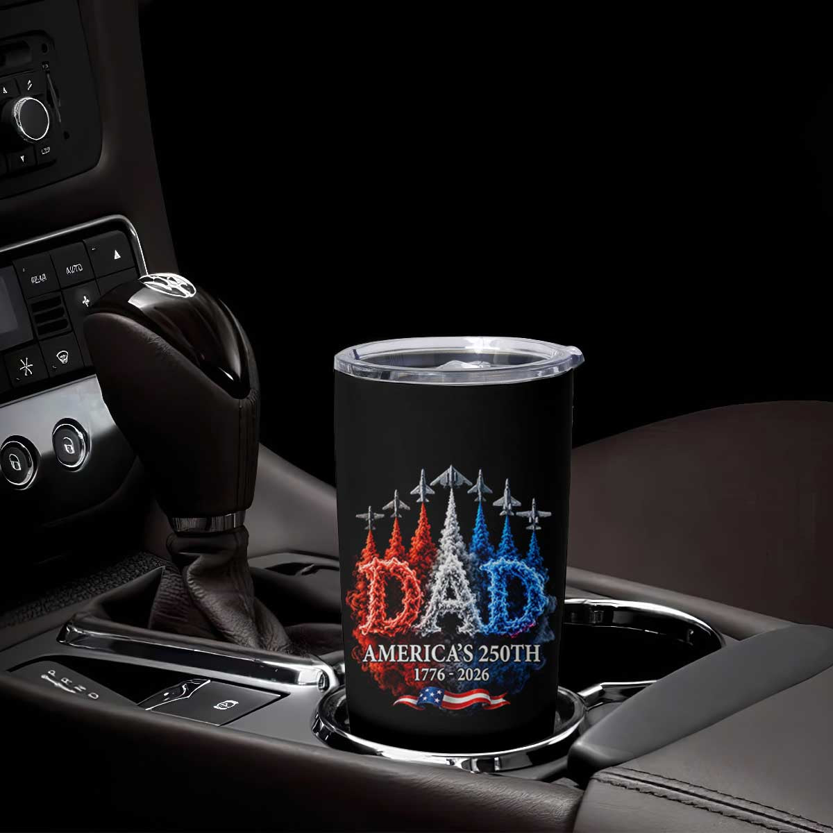 Dad USA 250th Anniversary Tumbler Cup Jet Fighter American Flag Father's Day 4th of July TS11 Print Your Wear