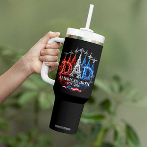 Dad USA 250th Anniversary Tumbler With Handle Jet Fighter American Flag Father's Day 4th of July TS11 Print Your Wear