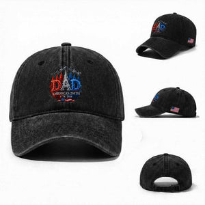 Dad USA 250th Anniversary Washed Cotton Baseball Cap Jet Fighter American Flag Father's Day 4th of July TS11 Washed Cap Universal Fit Black Print Your Wear