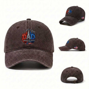 Dad USA 250th Anniversary Washed Cotton Baseball Cap Jet Fighter American Flag Father's Day 4th of July TS11 Washed Cap Universal Fit Dark Brown Print Your Wear