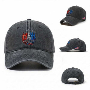 Dad USA 250th Anniversary Washed Cotton Baseball Cap Jet Fighter American Flag Father's Day 4th of July TS11 Washed Cap Universal Fit Dark Gray Print Your Wear