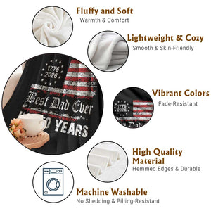 Dad USA 250th Anniversary Throw Blanket Best Father Ever In 250 Years Vintage American Flag TS11 Print Your Wear