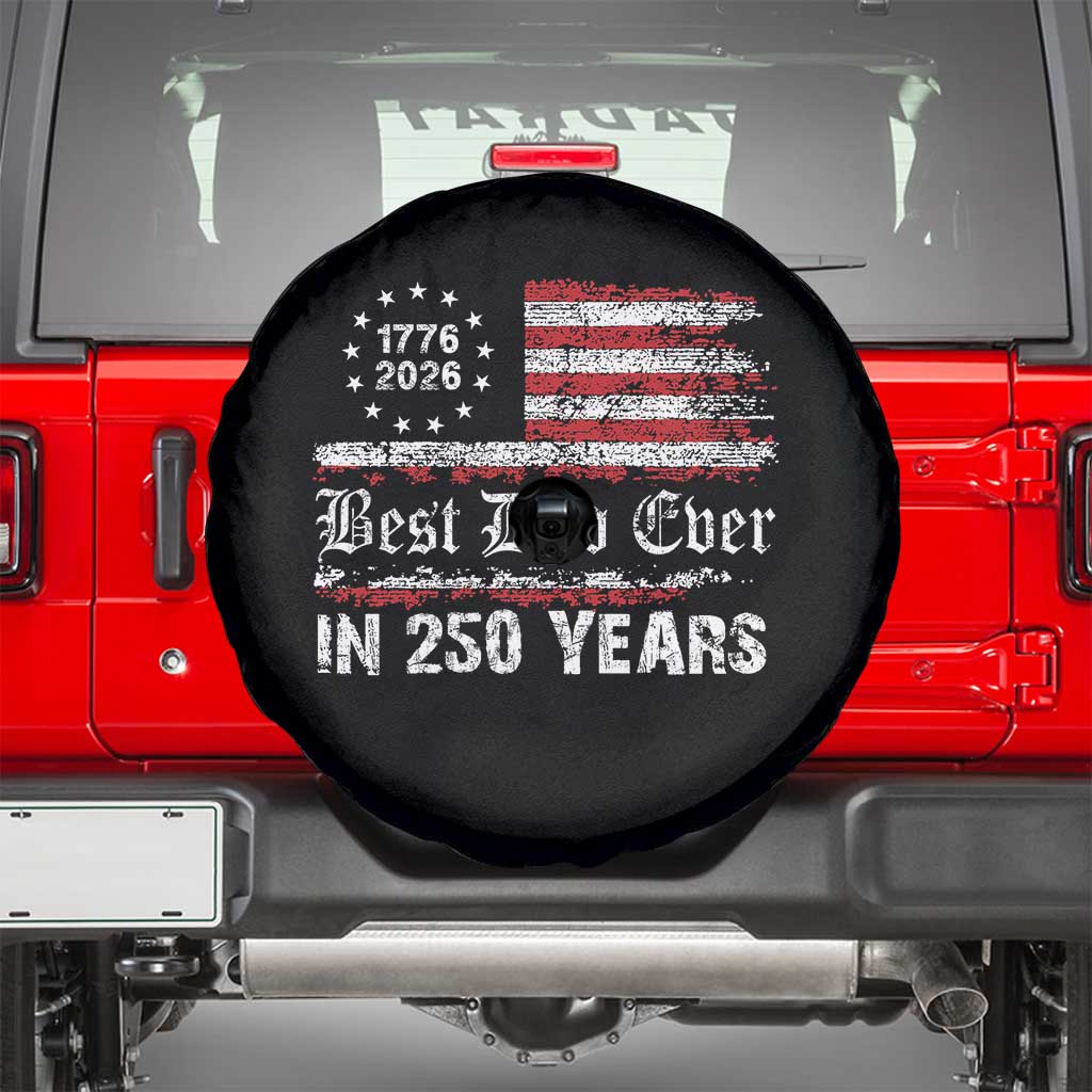 Dad USA 250th Anniversary Spare Tire Cover Best Father Ever In 250 Years Vintage American Flag TS11 Black Print Your Wear