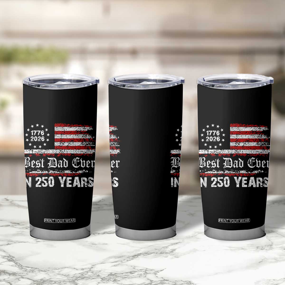 Dad USA 250th Anniversary Tumbler Cup Best Father Ever In 250 Years Vintage American Flag TS11 Print Your Wear