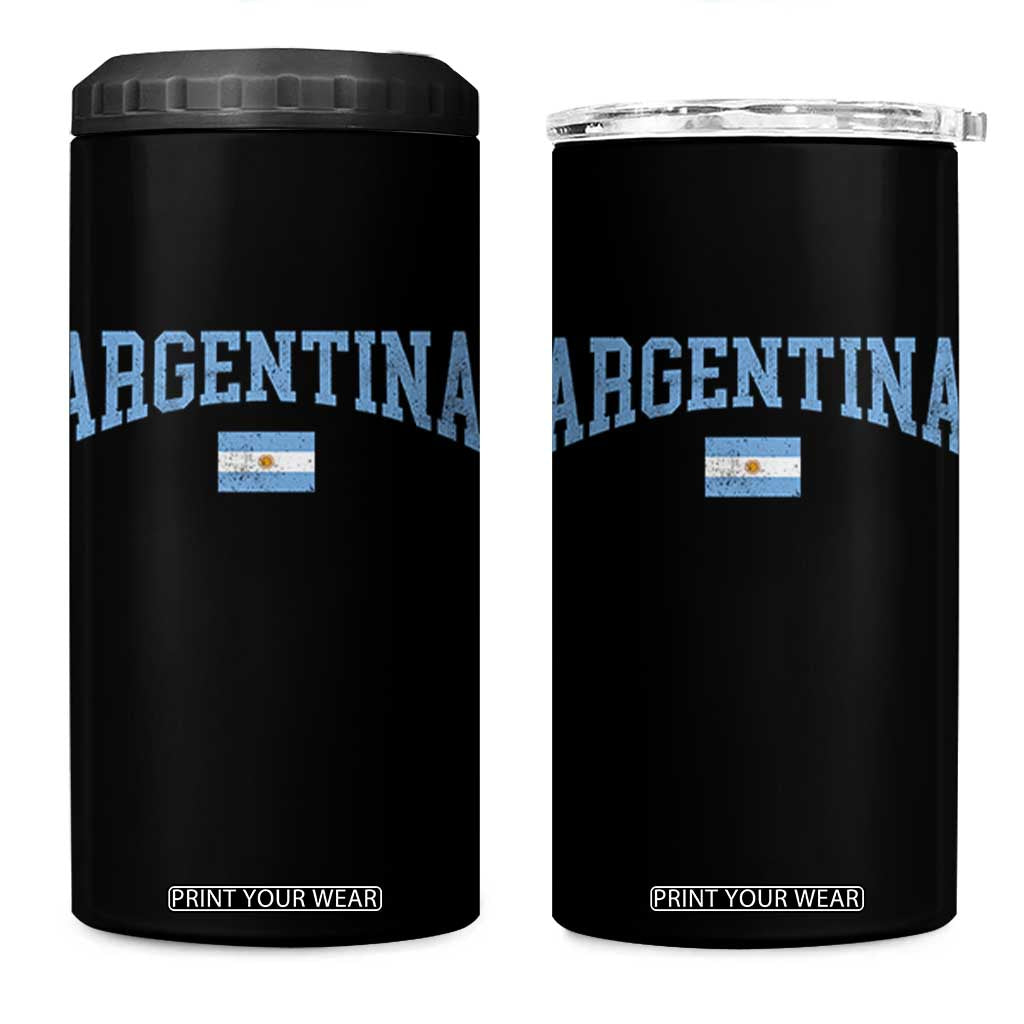 Argentina Sports Throwback Design Vintage Argentinian Flag 4 in 1 Can Cooler Tumbler TS11 One Size: 16 oz Black Print Your Wear
