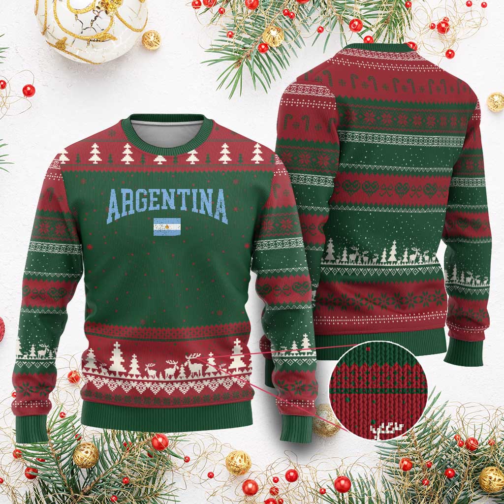 Argentina Sports Throwback Design Vintage Argentinian Flag Ugly Christmas Sweater TS11 Red Green Print Your Wear