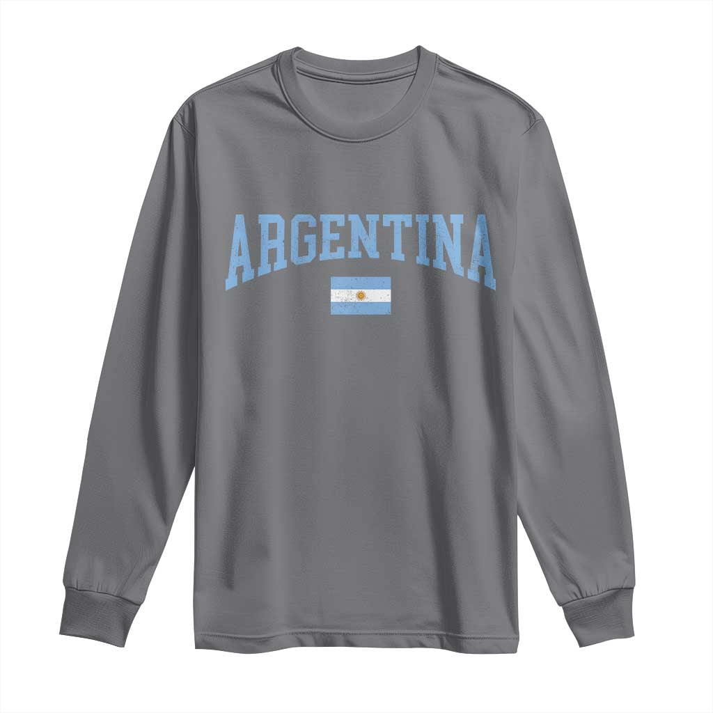 Argentina Sports Throwback Design Vintage Argentinian Flag Long Sleeve Shirt TS11 Charcoal Print Your Wear