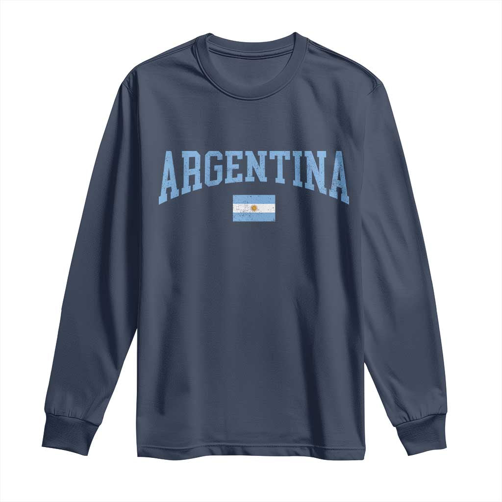 Argentina Sports Throwback Design Vintage Argentinian Flag Long Sleeve Shirt TS11 Navy Print Your Wear