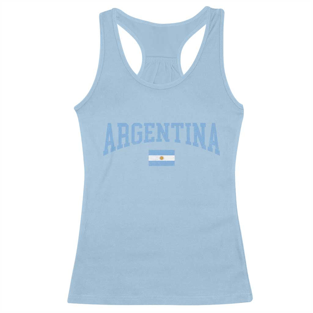 Argentina Sports Throwback Design Vintage Argentinian Flag Racerback Tank Top TS11 Light Blue Print Your Wear