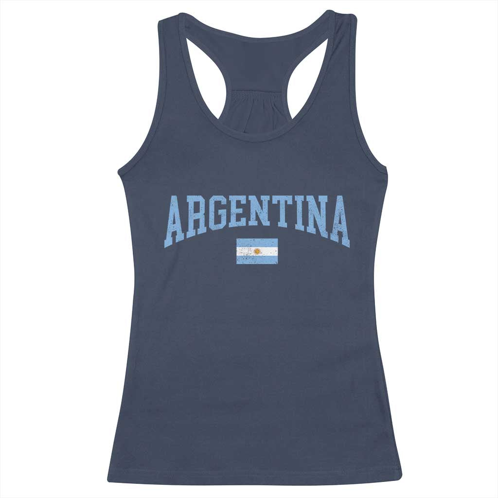 Argentina Sports Throwback Design Vintage Argentinian Flag Racerback Tank Top TS11 Navy Print Your Wear