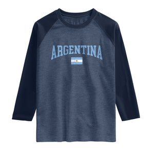 Argentina Sports Throwback Design Vintage Argentinian Flag Raglan Shirt TS11 Heather Denim Navy Print Your Wear