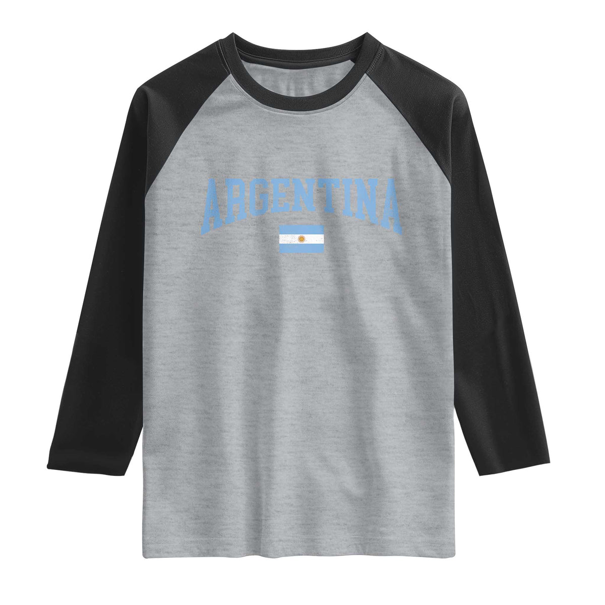 Argentina Sports Throwback Design Vintage Argentinian Flag Raglan Shirt TS11 Heather Gray Black Print Your Wear