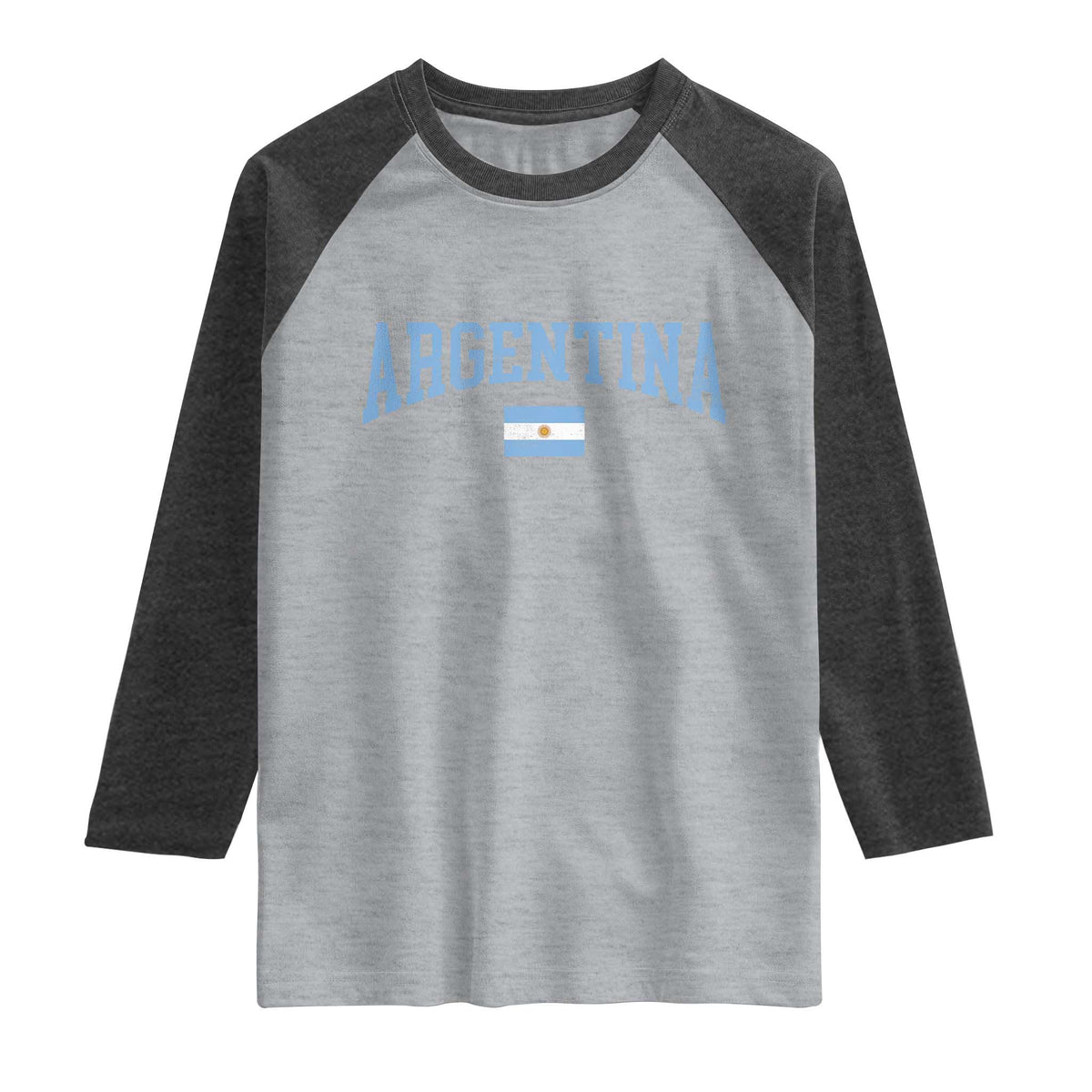 Argentina Sports Throwback Design Vintage Argentinian Flag Raglan Shirt TS11 Heather Gray Heather Charcoal Print Your Wear