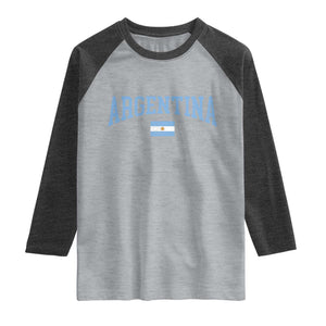 Argentina Sports Throwback Design Vintage Argentinian Flag Raglan Shirt TS11 Heather Gray Heather Charcoal Print Your Wear