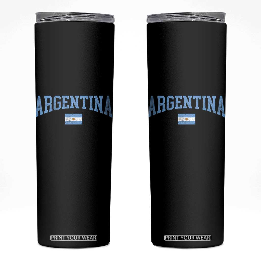 Argentina Sports Throwback Design Vintage Argentinian Flag Skinny Tumbler TS11 Black Print Your Wear