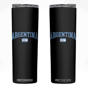 Argentina Sports Throwback Design Vintage Argentinian Flag Skinny Tumbler TS11 Black Print Your Wear