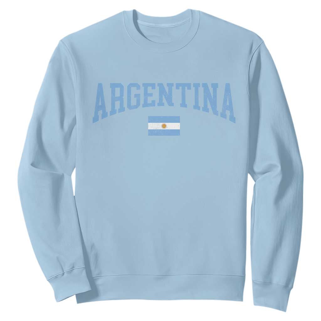 Argentina Sports Throwback Design Vintage Argentinian Flag Sweatshirt TS11 Light Blue Print Your Wear