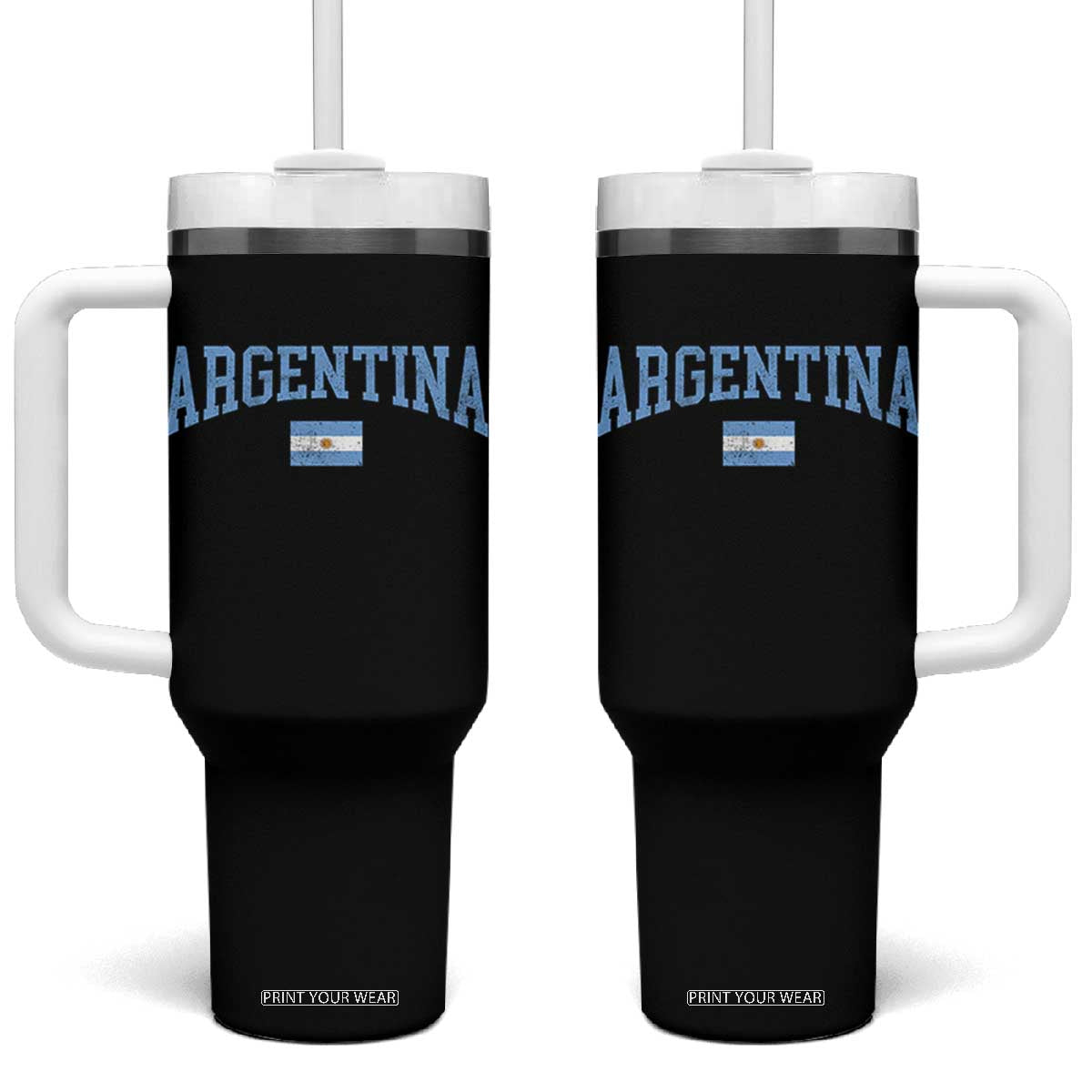 Argentina Sports Throwback Design Vintage Argentinian Flag Tumbler With Handle TS11 One Size: 40 oz Black Print Your Wear