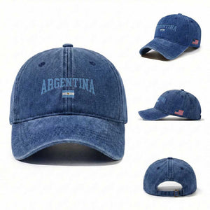 Argentina Sports Throwback Design Vintage Argentinian Flag Washed Cotton Baseball Cap