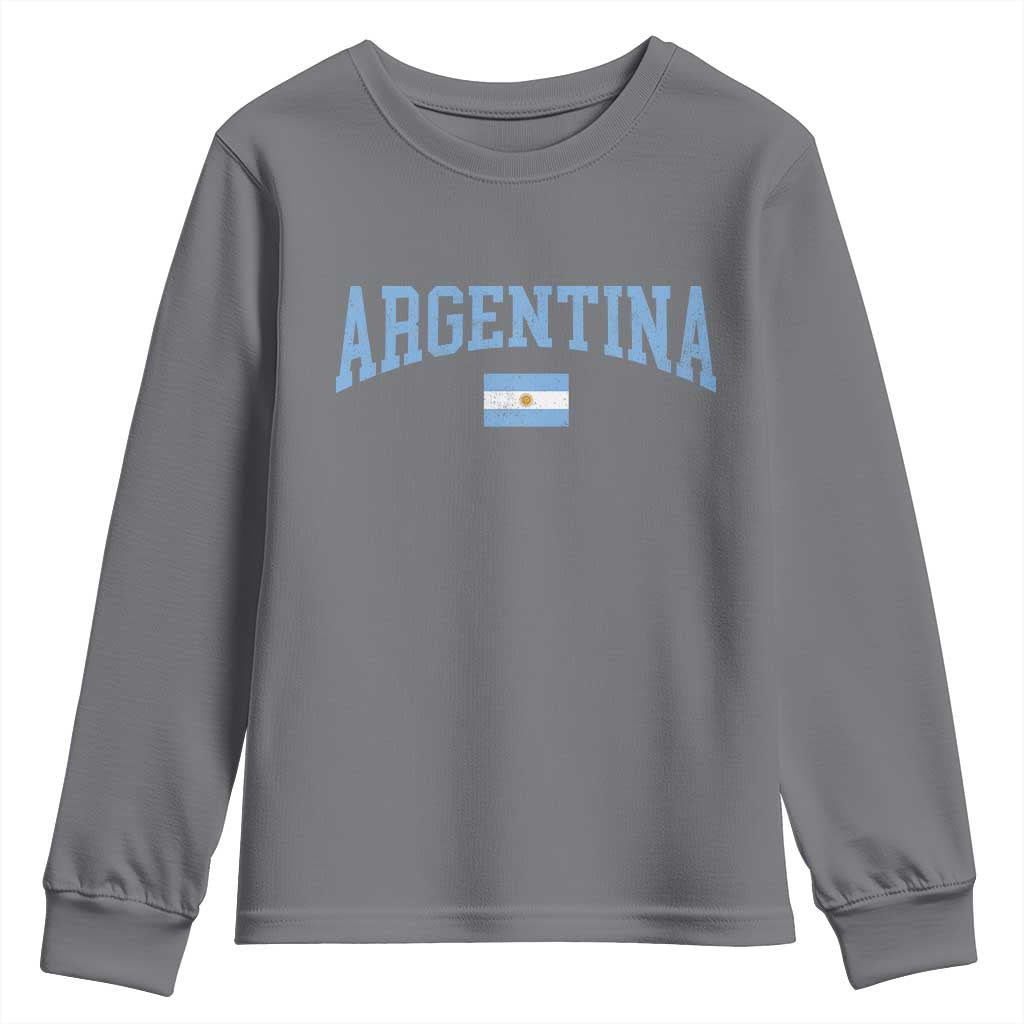Argentina Sports Throwback Design Vintage Argentinian Flag Youth Sweatshirt TS11 Charcoal Print Your Wear