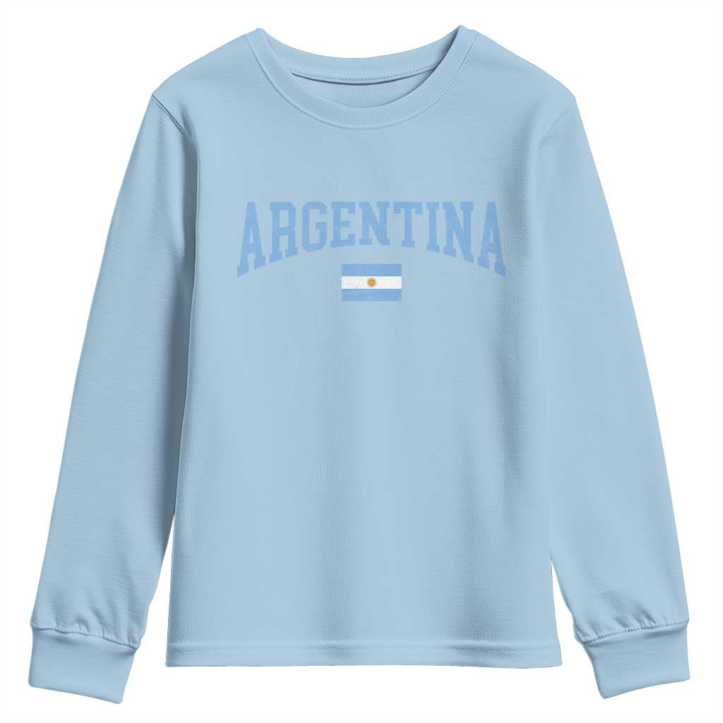 Argentina Sports Throwback Design Vintage Argentinian Flag Youth Sweatshirt TS11 Light Blue Print Your Wear