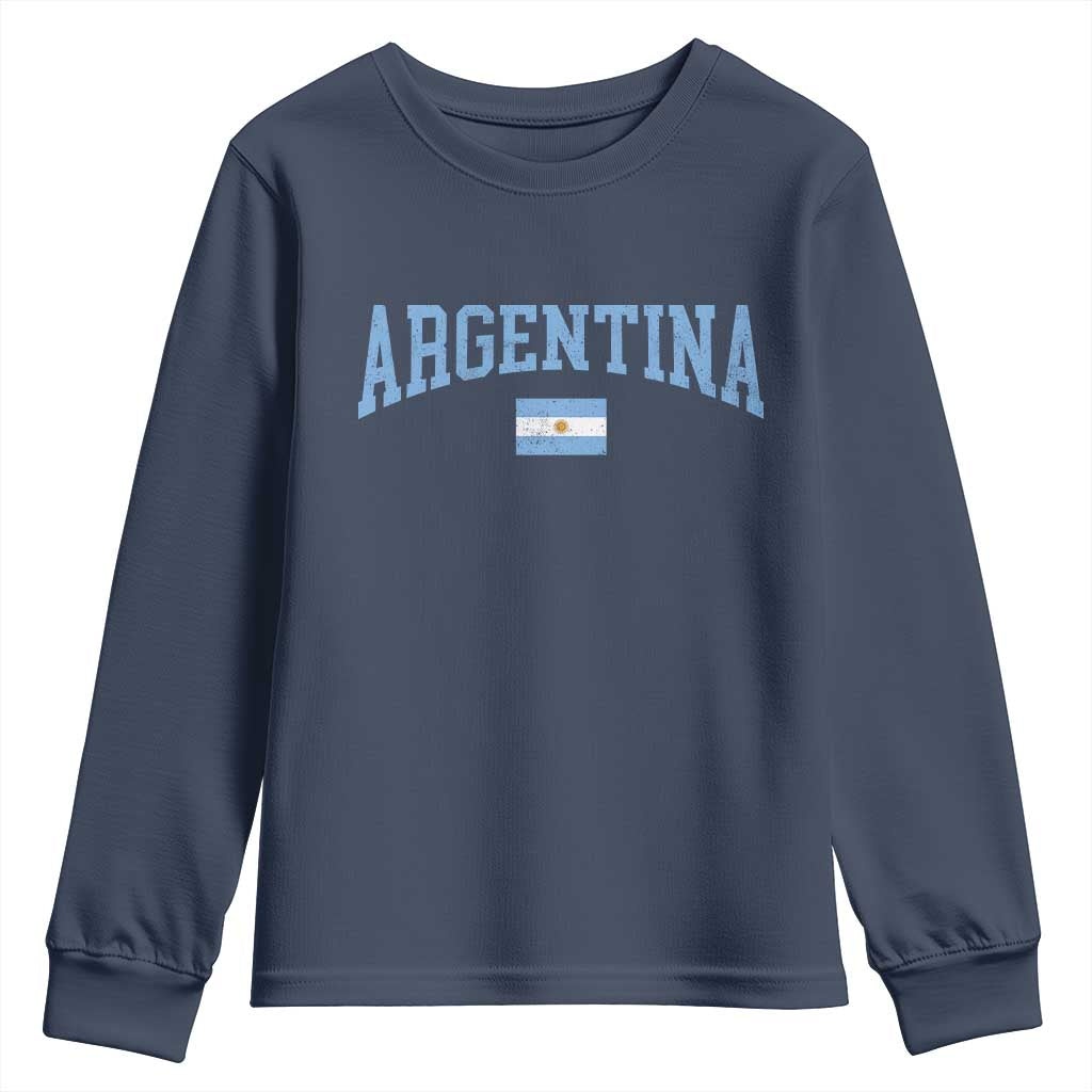 Argentina Sports Throwback Design Vintage Argentinian Flag Youth Sweatshirt TS11 Navy Print Your Wear