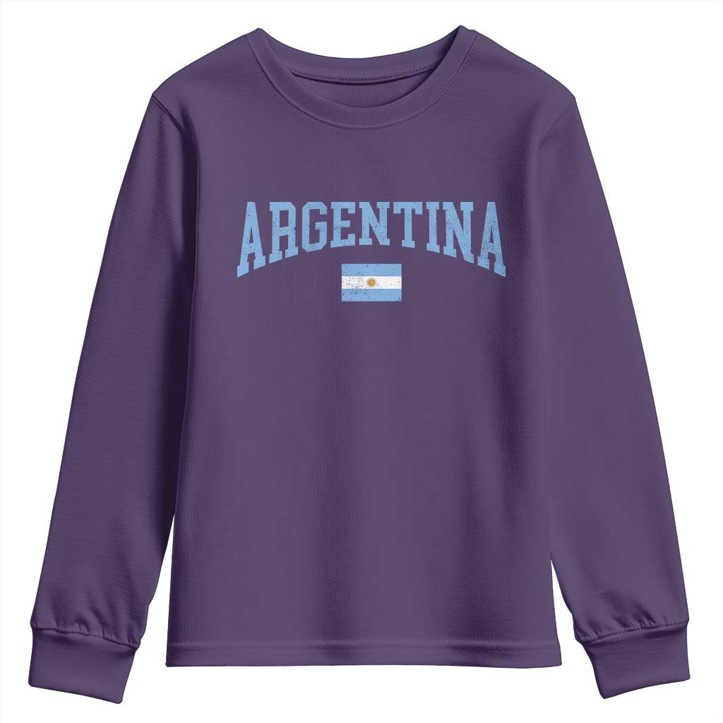 Argentina Sports Throwback Design Vintage Argentinian Flag Youth Sweatshirt TS11 Purple Print Your Wear
