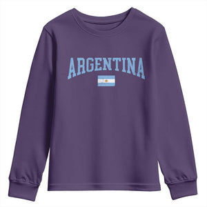 Argentina Sports Throwback Design Vintage Argentinian Flag Youth Sweatshirt TS11 Purple Print Your Wear