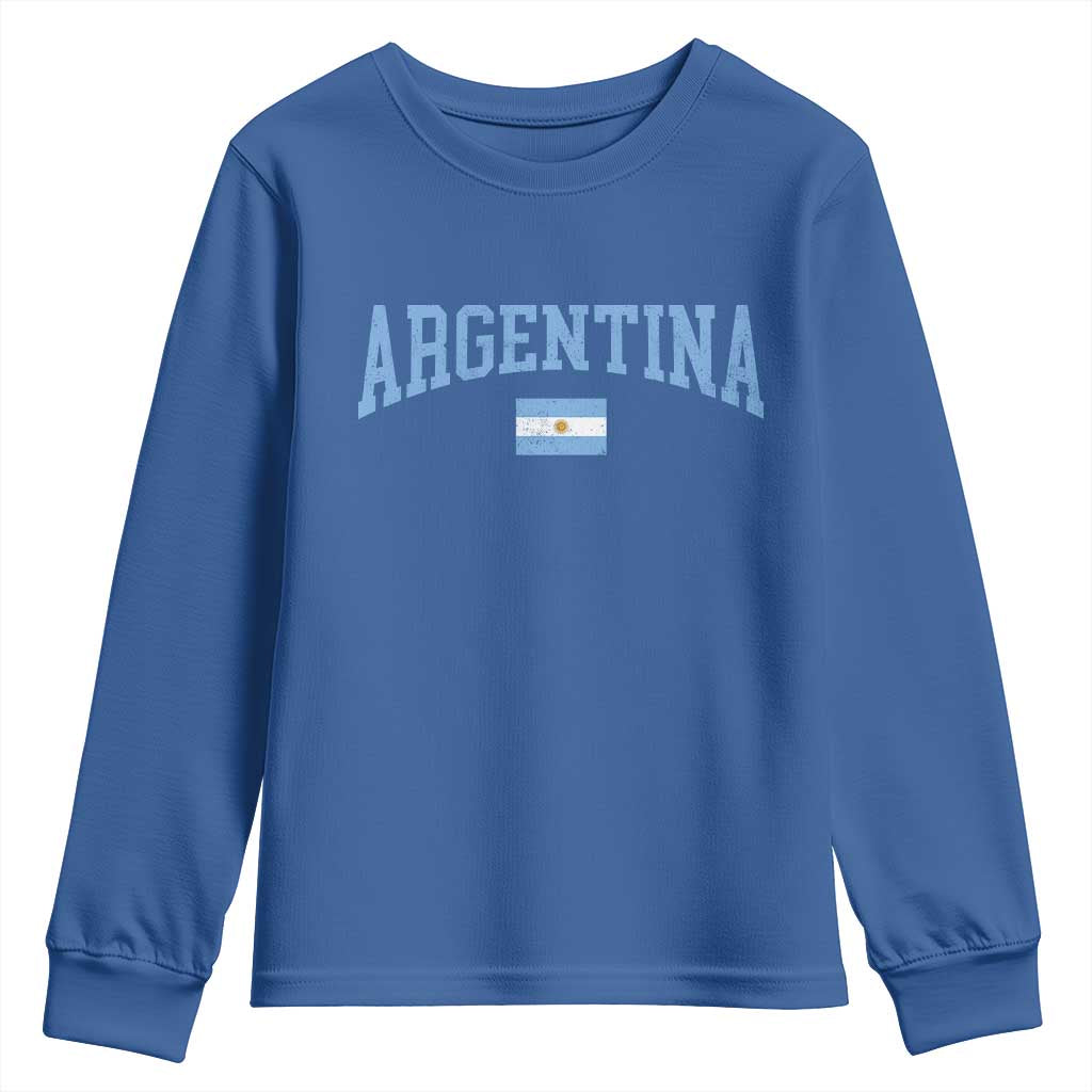 Argentina Sports Throwback Design Vintage Argentinian Flag Youth Sweatshirt TS11 Royal Blue Print Your Wear