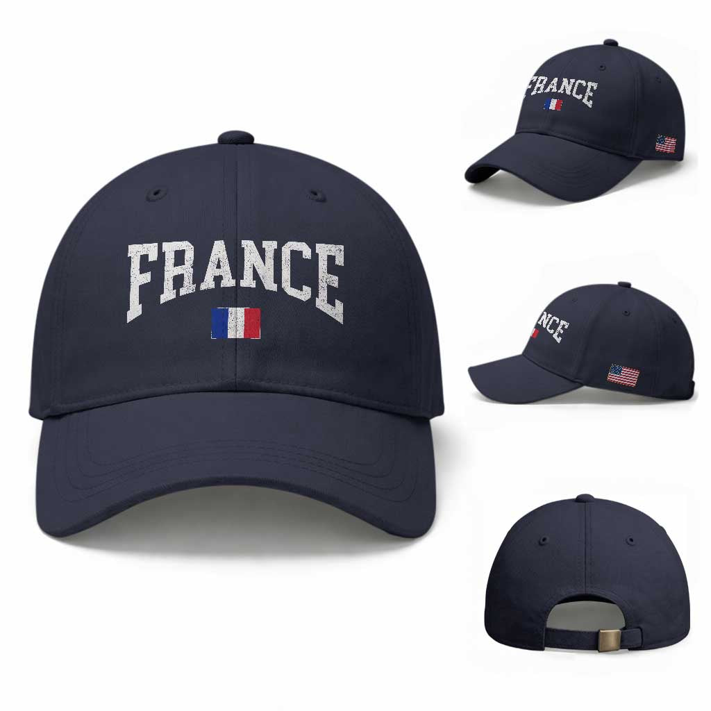 France Sports Throwback Design Vintage French Flag Baseball Cap